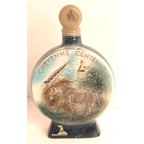Cheyenne Wyoming Centennial 1867-1967 Commemorative Ceramic Decanter Bottle - Picture 3 of 7